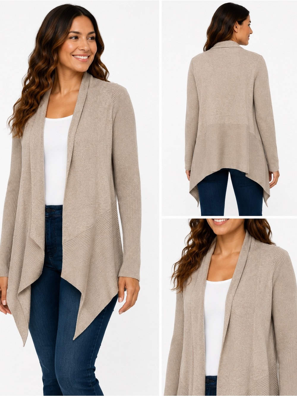 Verve Ami Open Front Draped Cardigan Sweater – Women’s Size Small – Beige/Taupe
